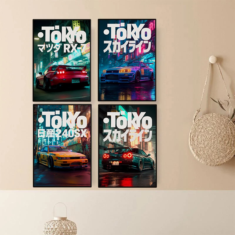 Japanese Car Lifestyle - Póster Vintage de coche JDM de